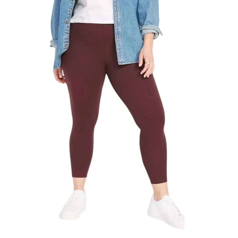 Old Navy Womens Raisin Arizona High-Rise High-Waisted Leggings Burgundy XL NWOT